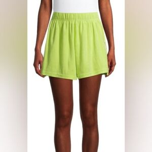 Kendall & Kylie Neon Green Terry Cloth Pullon Shorts Sz L